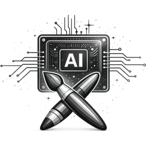 Icon - AI Processor Circuit and Pen with a Brush